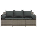 vidaXL 3 személyes szürke polyrattan kerti kanapé párnával