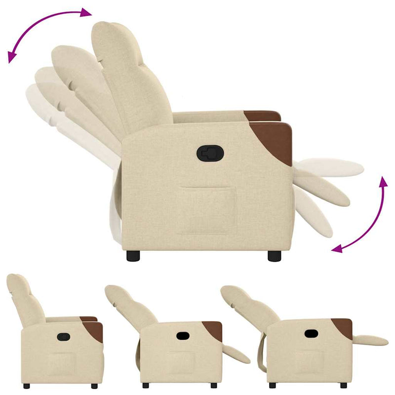 vidaXL krémszínű szövet dönthető fotel