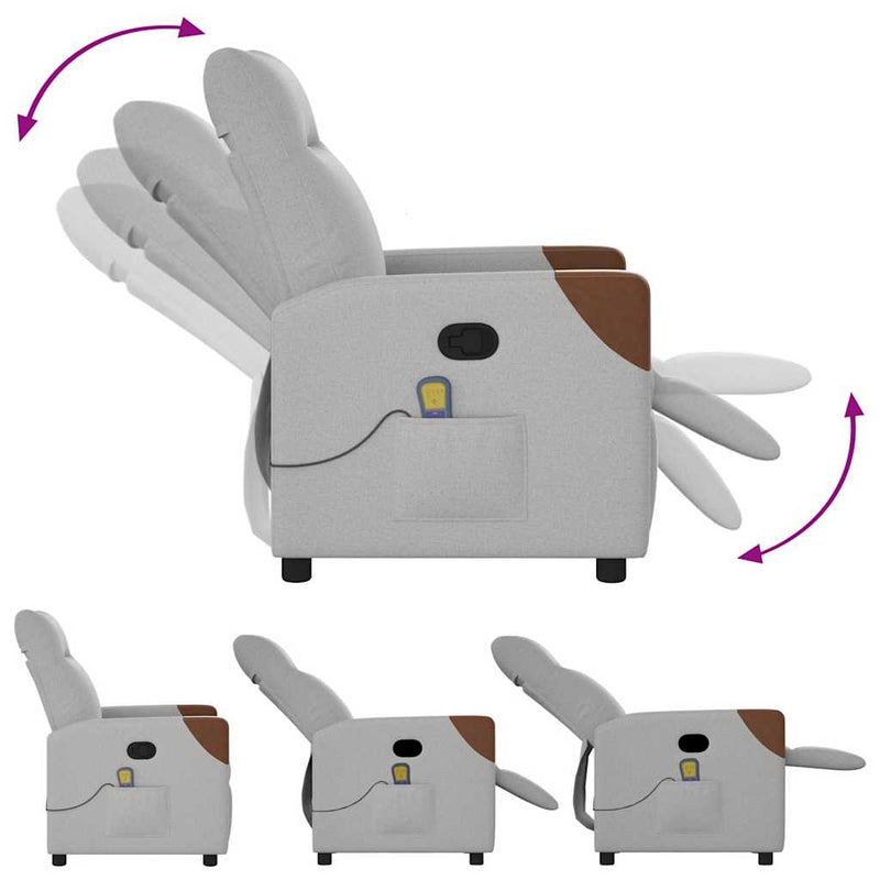 vidaXL felhőszürke szövet dönthető masszázsfotel