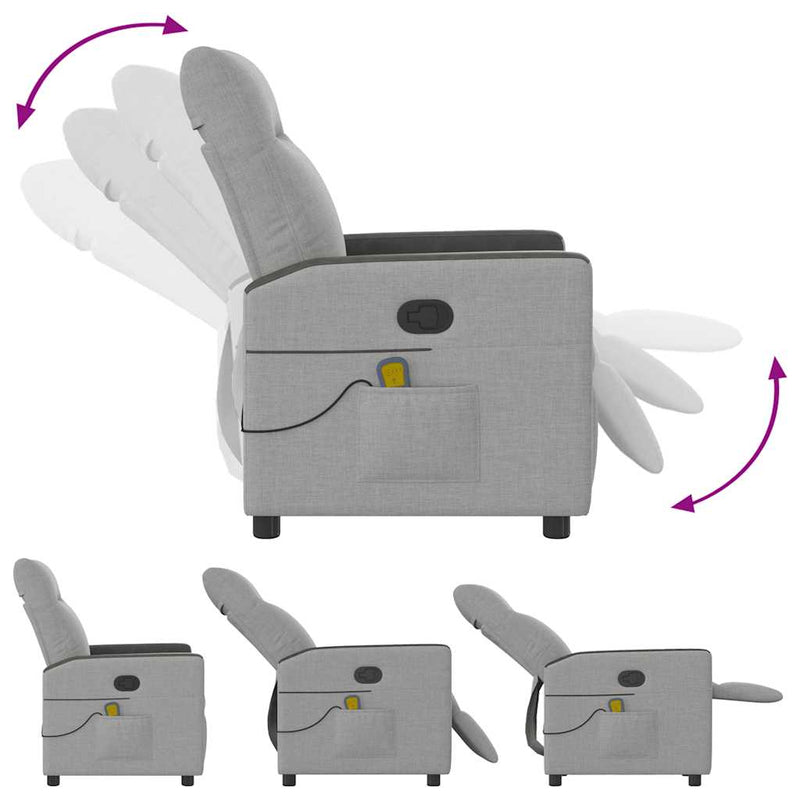 vidaXL felhőszürke szövet dönthető masszázsfotel