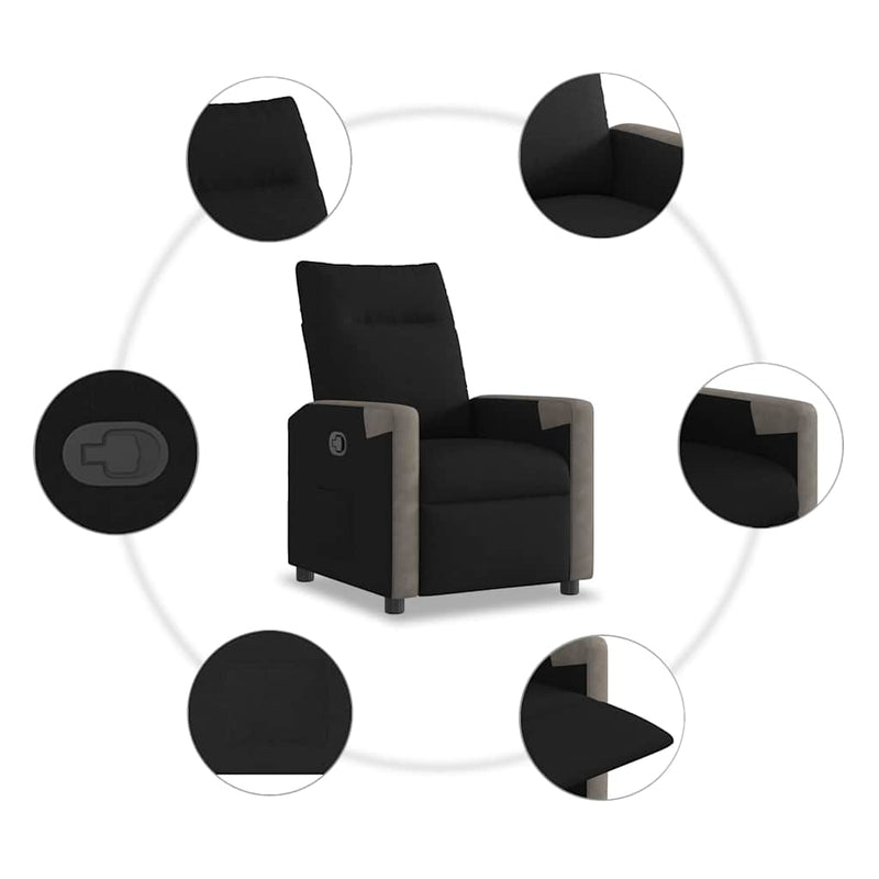 vidaXL fekete szövet dönthető fotel