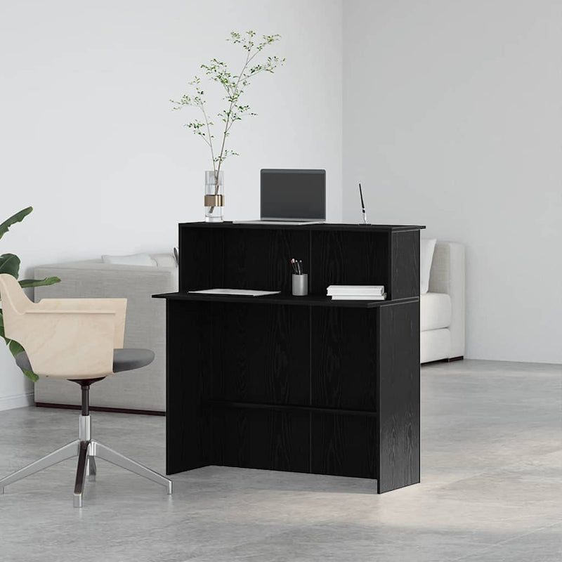 vidaXL recepciós pult fekete 100x50x103,5 cm szerelt fa