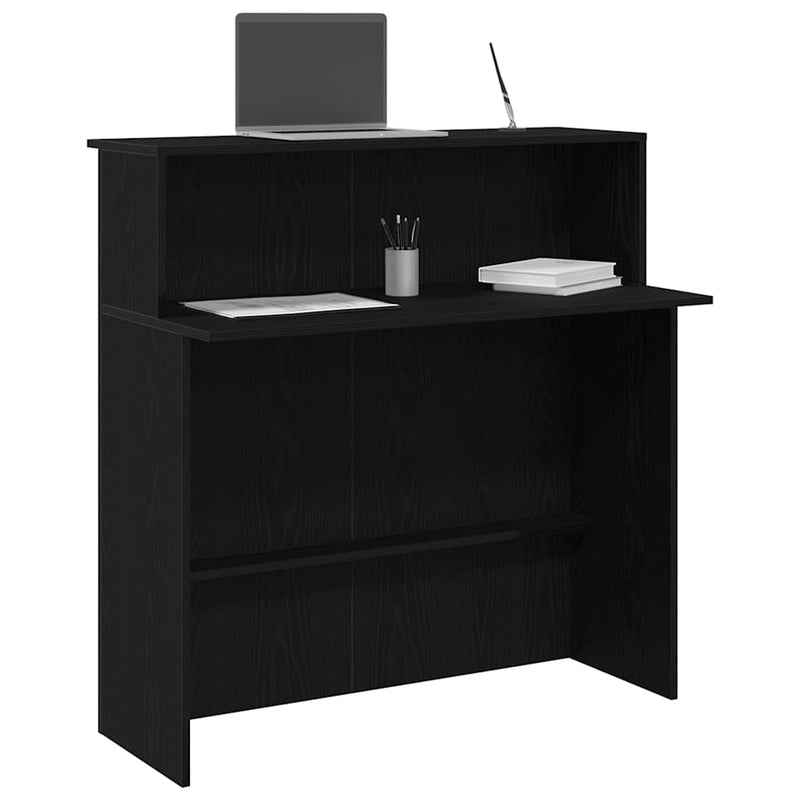 vidaXL recepciós pult fekete 100x50x103,5 cm szerelt fa