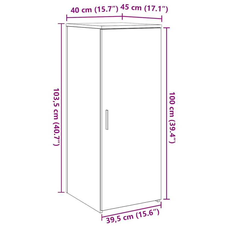 vidaXL tároló szekrény sonoma tölgy 40x45x103,5 cm szerelt fa