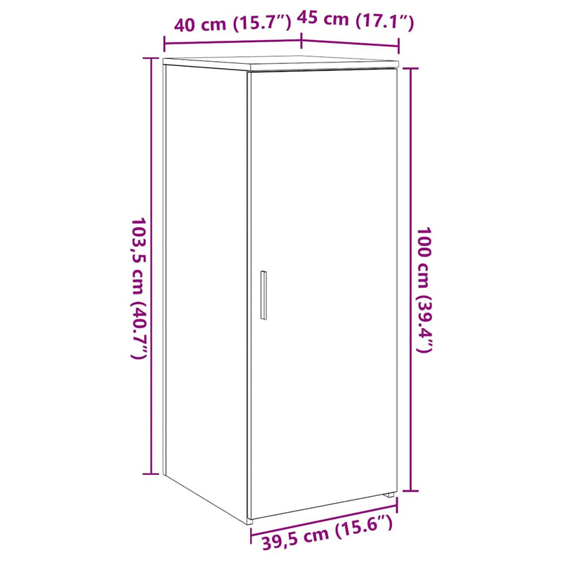 vidaXL tároló szekrény kézműves tölgy 40x45x103,5 cm szerelt fa
