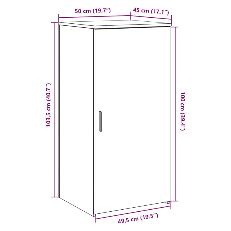 vidaXL tároló szekrény sonoma tölgy 50x45x103,5 cm szerelt fa