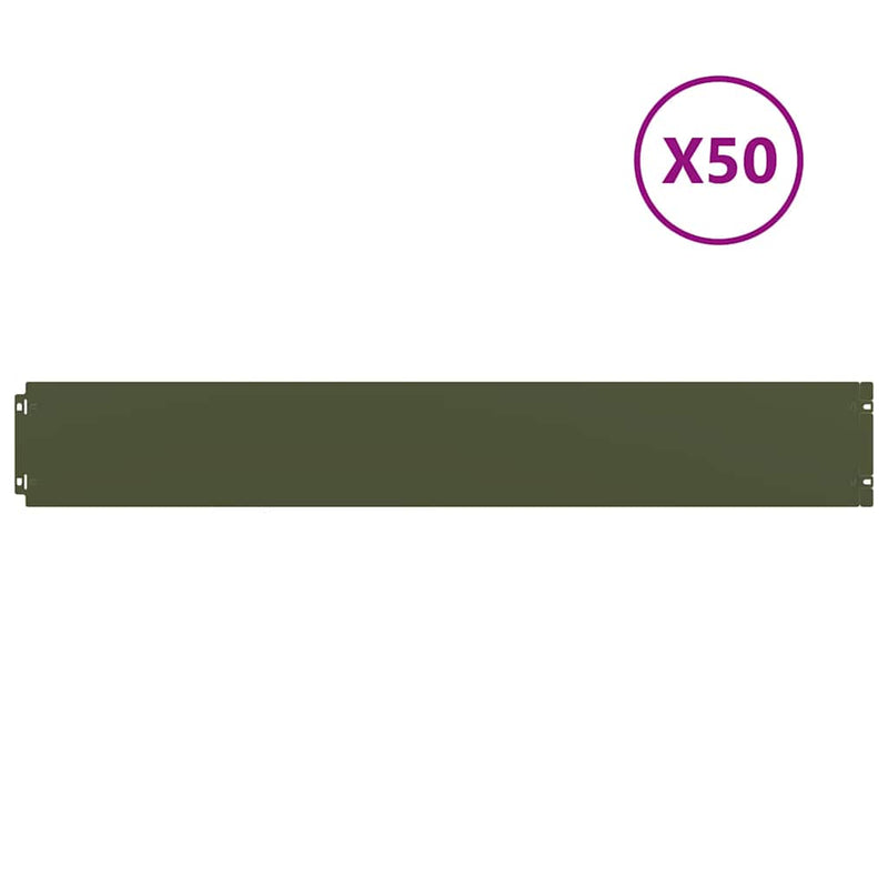 vidaXL Gyepszegélyek 50 db olajzöld 15x103 cm hidegen hengerelt acél