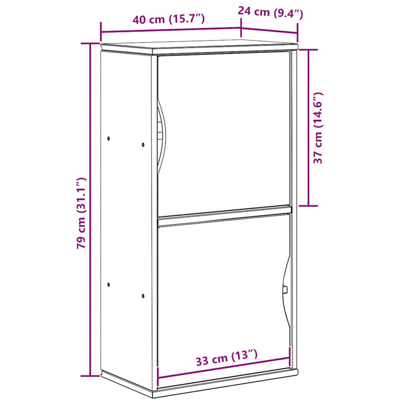 vidaXL oldalsó szekrény ODDA 40x24x79 cm tömörfa fenyőfa