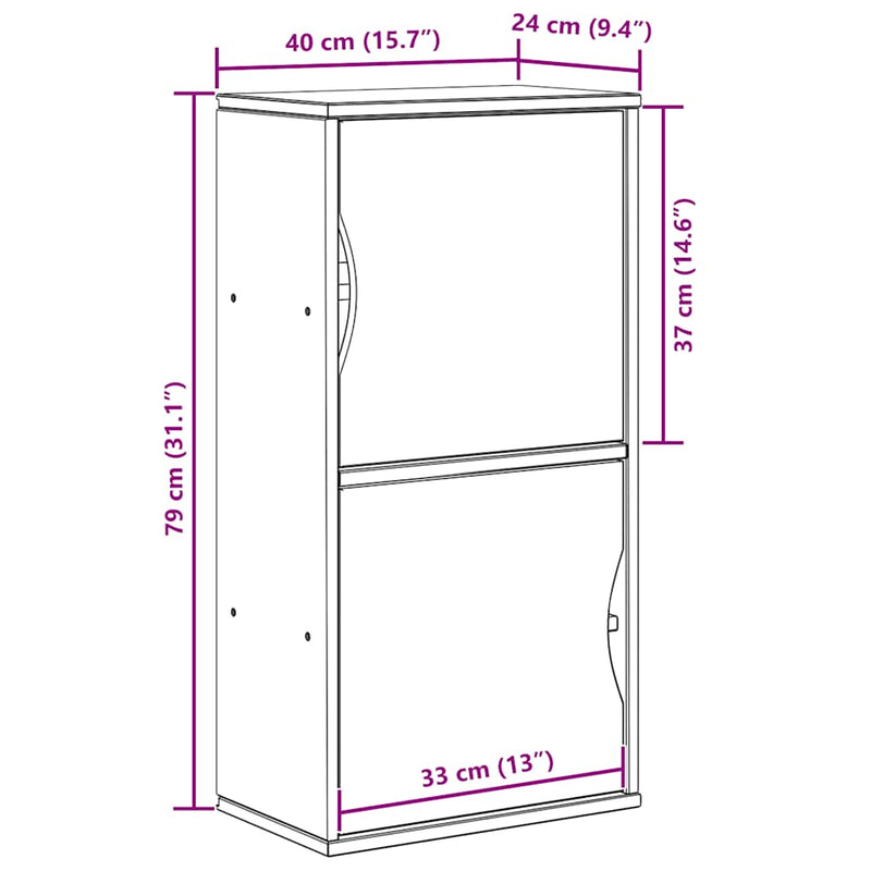 vidaXL oldalsó szekrény ODDA fehér 40x24x79 cm tömörfa fenyőfa