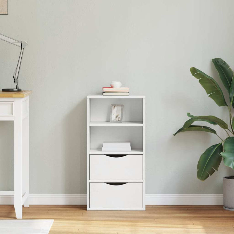 vidaXL ODDA tömörfa fenyőfa fiókos oldalsó szekrény fehér 40x24x79 cm