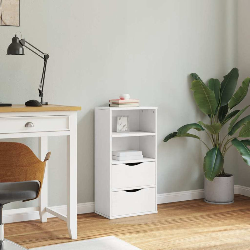vidaXL ODDA tömörfa fenyőfa fiókos oldalsó szekrény fehér 40x24x79 cm