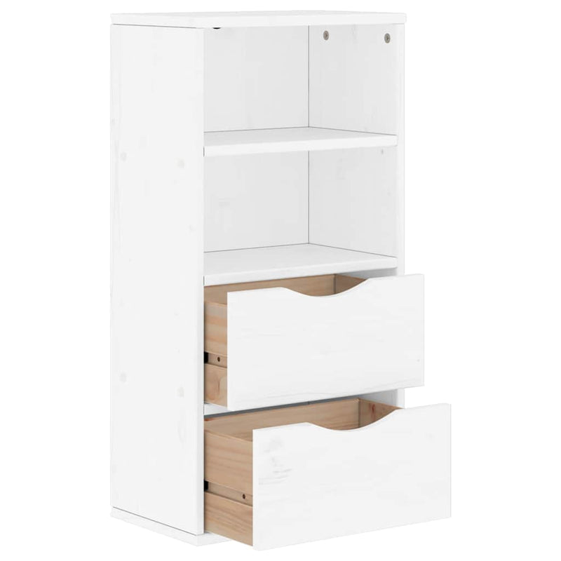 vidaXL ODDA tömörfa fenyőfa fiókos oldalsó szekrény fehér 40x24x79 cm