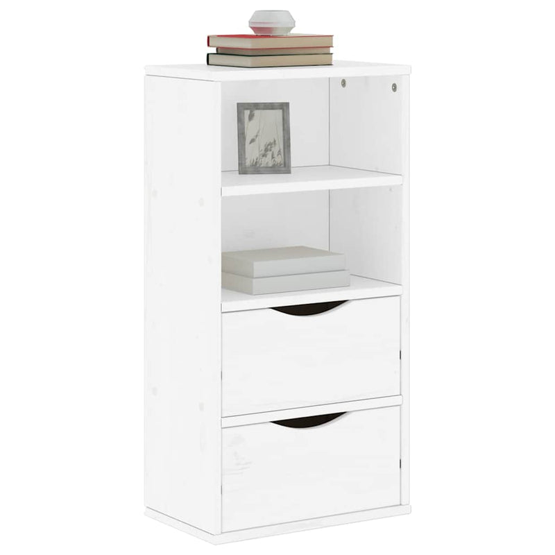 vidaXL ODDA tömörfa fenyőfa fiókos oldalsó szekrény fehér 40x24x79 cm