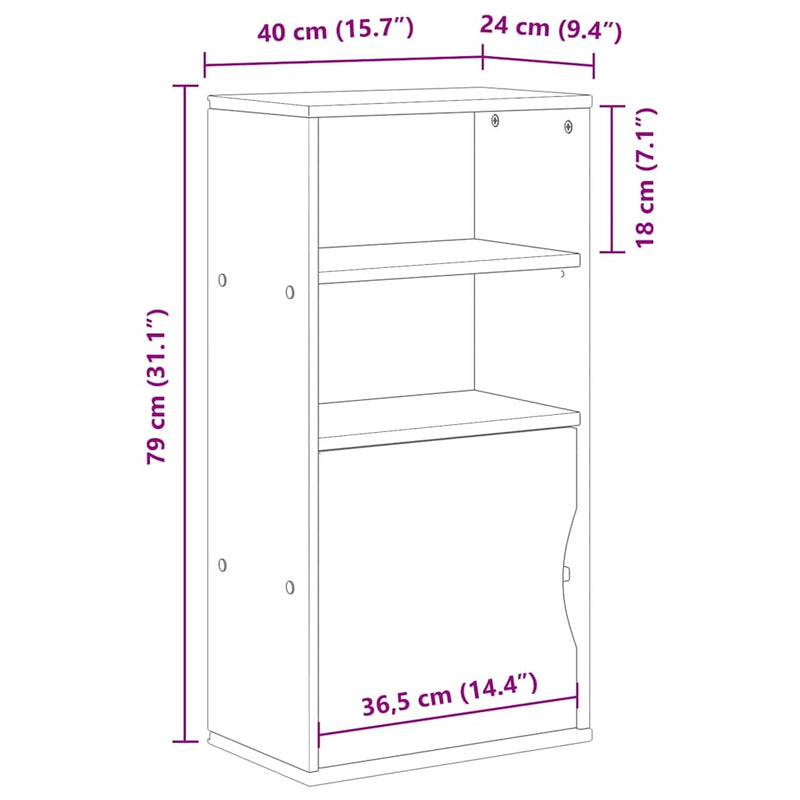vidaXL oldalsó szekrény ODDA 40x24x79 cm tömörfa fenyőfa