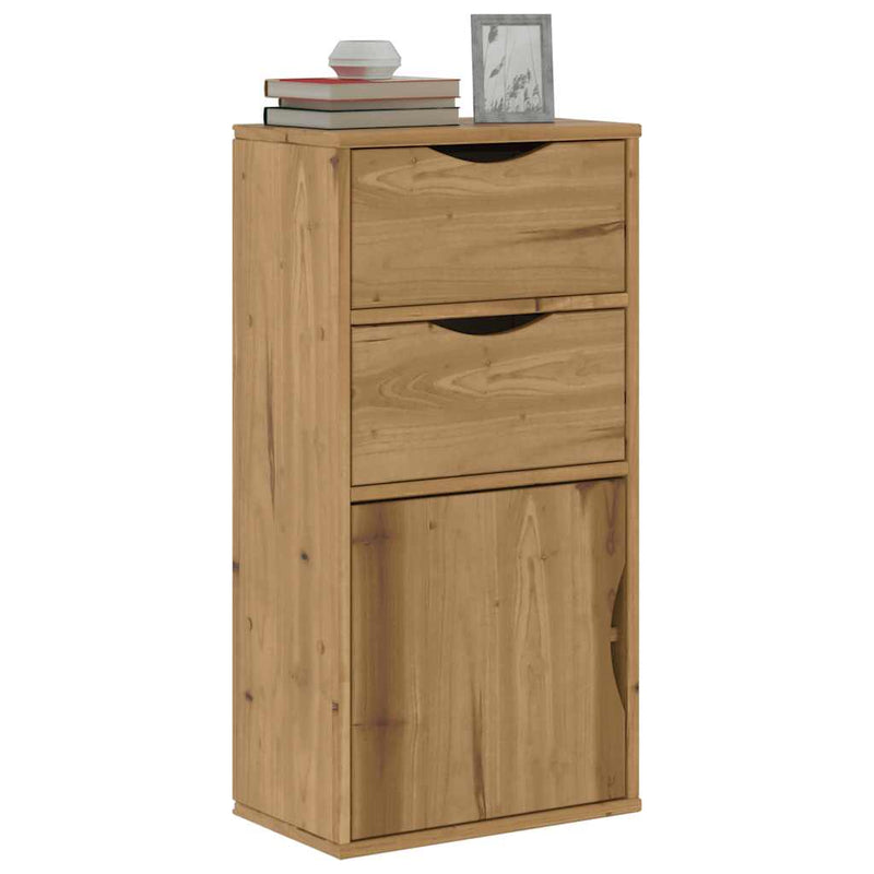 vidaXL ODDA tömörfa fenyőfa fiókos oldalsó szekrény 40x24x79 cm