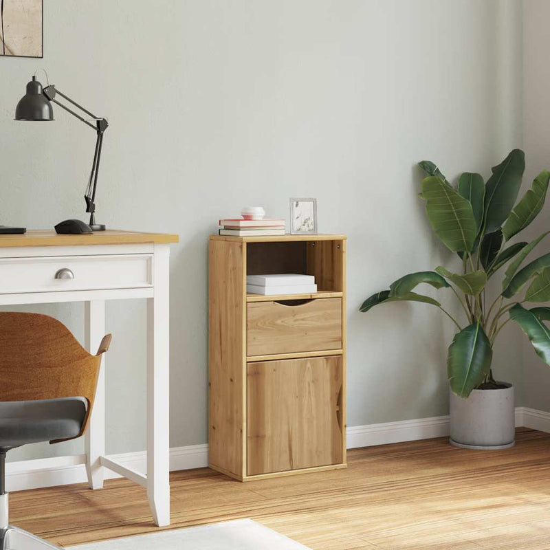 vidaXL ODDA tömörfa fenyőfa oldalsó szekrény fiókkal 40x24x79 cm