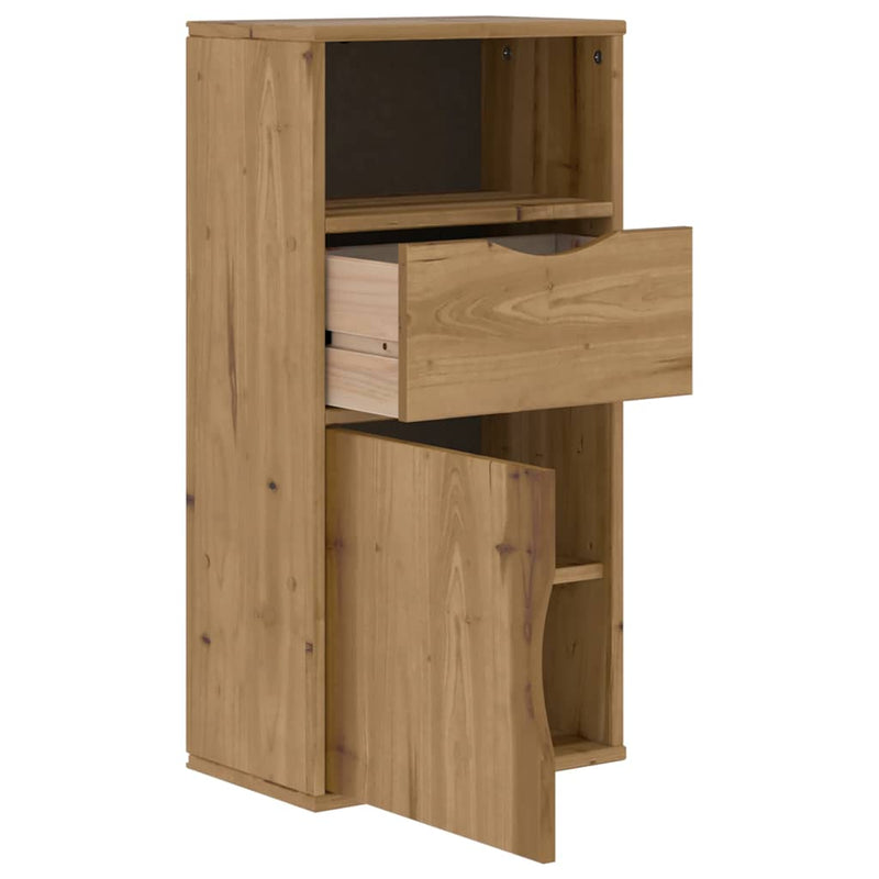 vidaXL ODDA tömörfa fenyőfa oldalsó szekrény fiókkal 40x24x79 cm