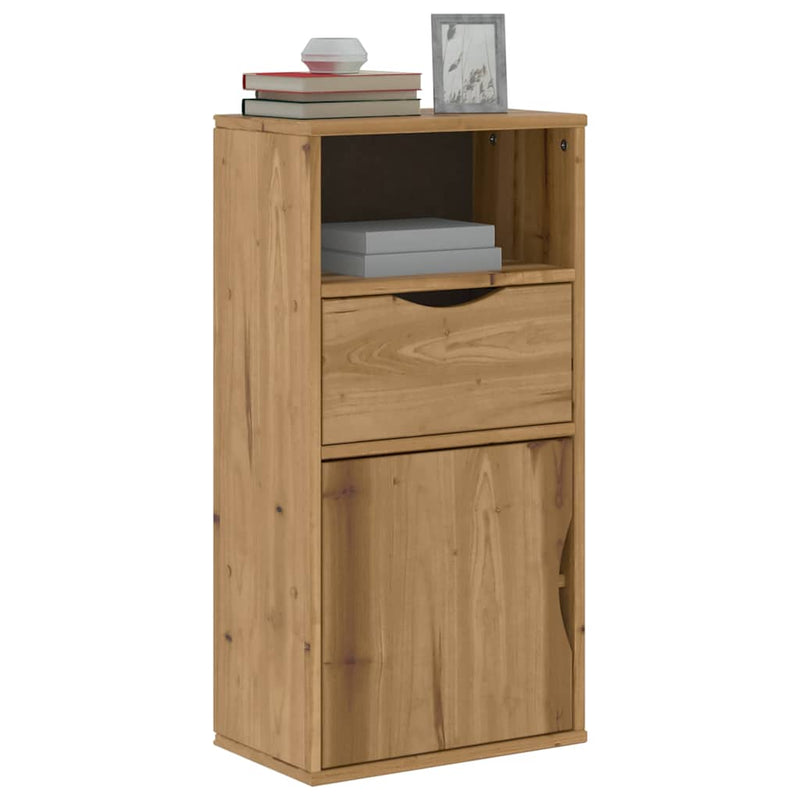 vidaXL ODDA tömörfa fenyőfa oldalsó szekrény fiókkal 40x24x79 cm