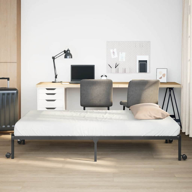 vidaXL fekete acél ágykeret matrac nélkül összecsukható 80x200 cm