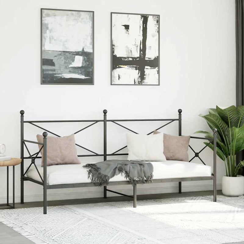 vidaXL fekete acél kanapéágy matrac nélkül 75 x 190 cm