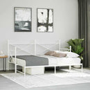vidaXL Daybed with Trundle without Mattress White 90x200 cm acél