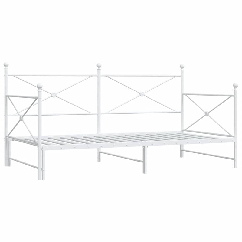 vidaXL Daybed with Trundle without Mattress White 100x190 cm acél