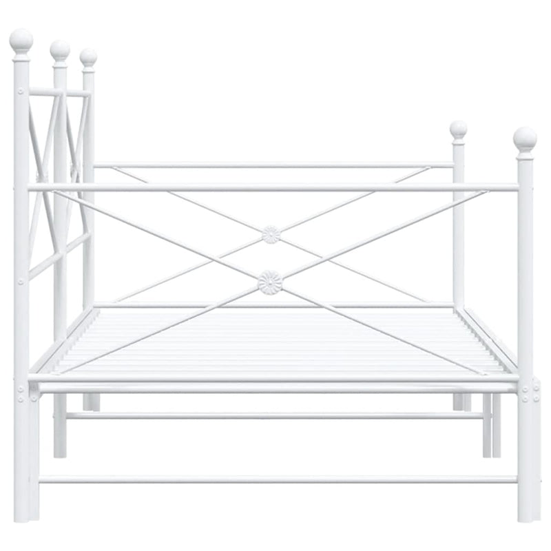 vidaXL Daybed with Trundle without Mattress White 100x190 cm acél