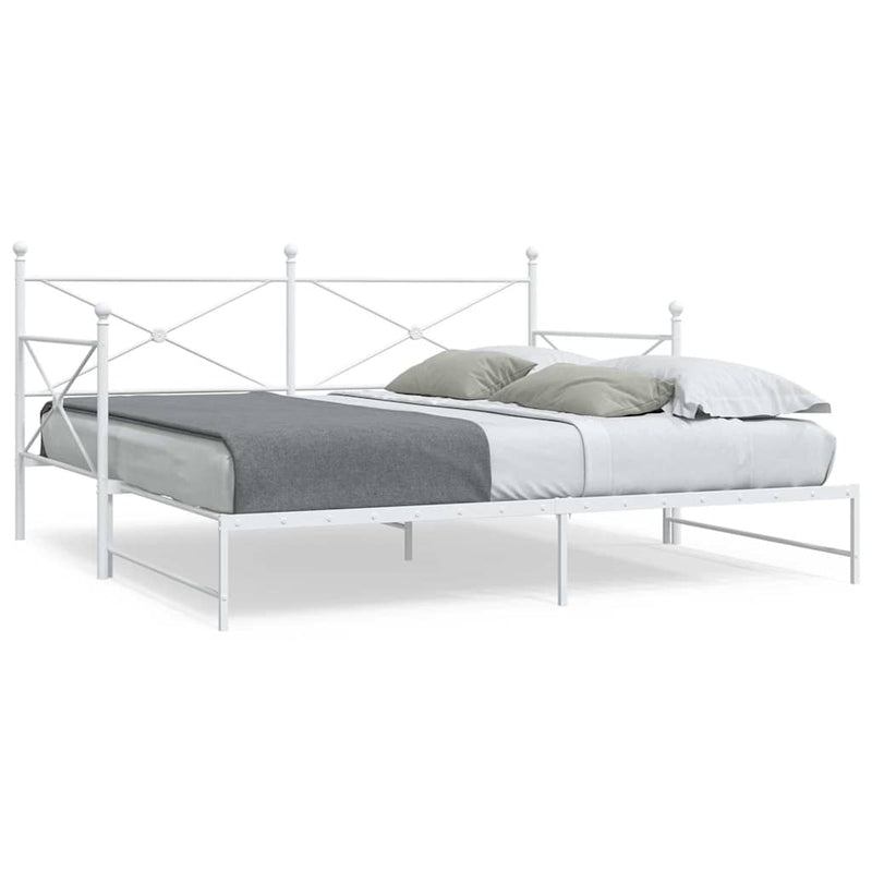 vidaXL Daybed with Trundle without Mattress White 100x190 cm acél