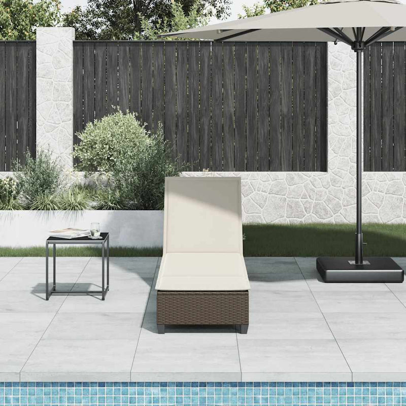 vidaXL barna polyrattan napozóágy párnákkal 55x200x25,5 cm