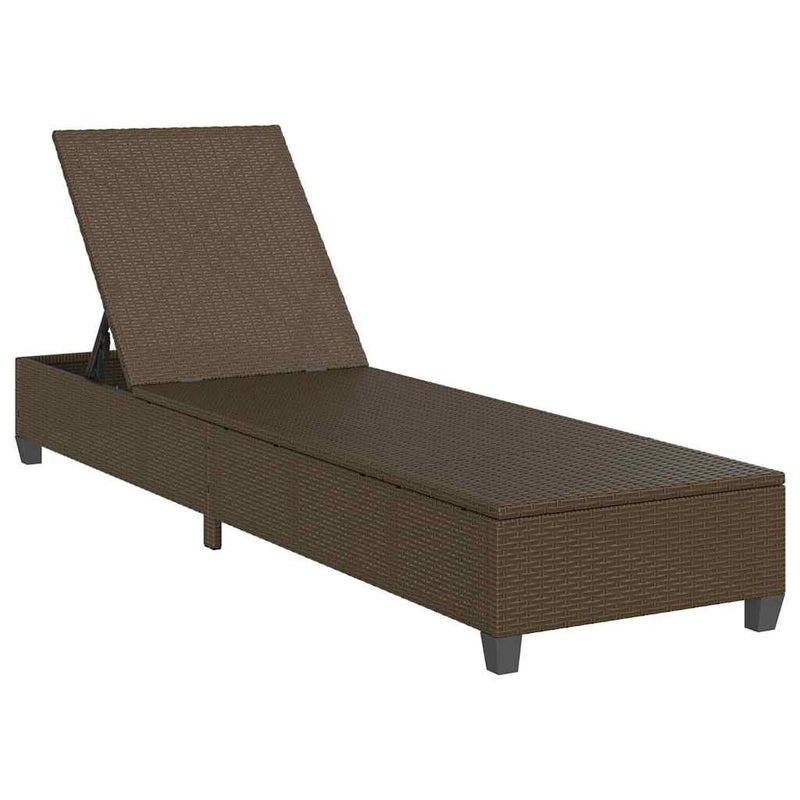 vidaXL barna polyrattan napozóágy párnákkal 55x200x25,5 cm