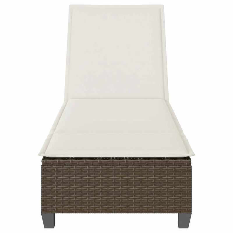 vidaXL barna polyrattan napozóágy párnákkal 55x200x25,5 cm