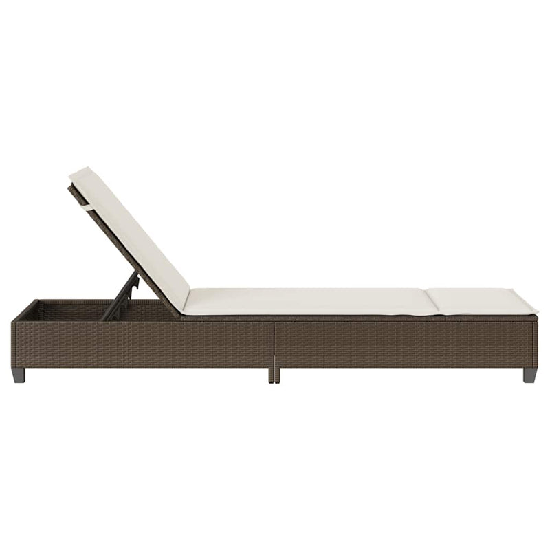 vidaXL barna polyrattan napozóágy párnákkal 55x200x25,5 cm