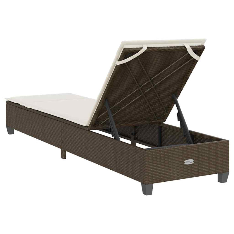 vidaXL barna polyrattan napozóágy párnákkal 55x200x25,5 cm