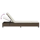 vidaXL barna polyrattan napozóágy párnákkal 55x200x25,5 cm