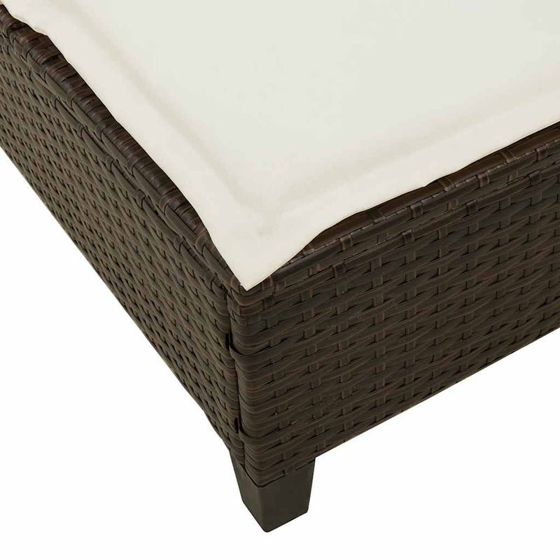 vidaXL barna polyrattan napozóágy párnákkal 55x200x25,5 cm