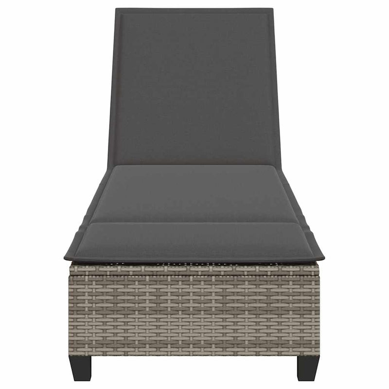 vidaXL szürke polyrattan napozóágy párnákkal 55x200x25,5 cm
