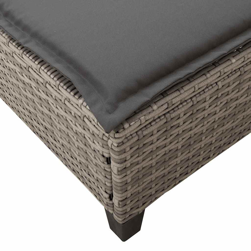 vidaXL szürke polyrattan napozóágy párnákkal 55x200x25,5 cm