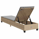 vidaXL bézs polyrattan napozóágy párnákkal 55x200x25,5 cm