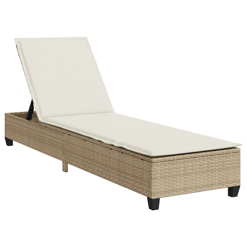 vidaXL bézs polyrattan napozóágy párnákkal 55x200x25,5 cm