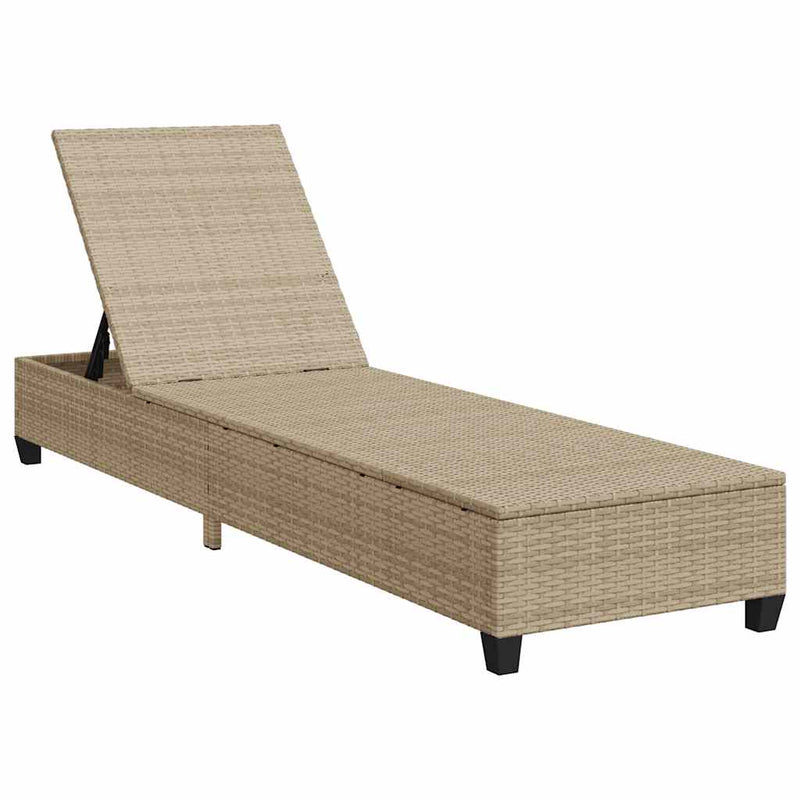 vidaXL bézs polyrattan napozóágy párnákkal 55x200x25,5 cm