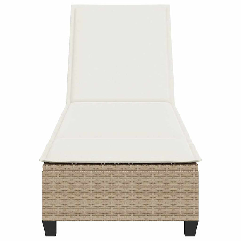 vidaXL bézs polyrattan napozóágy párnákkal 55x200x25,5 cm
