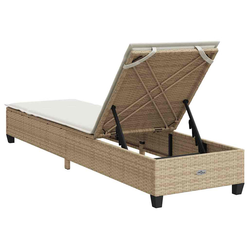 vidaXL bézs polyrattan napozóágy párnákkal 55x200x25,5 cm