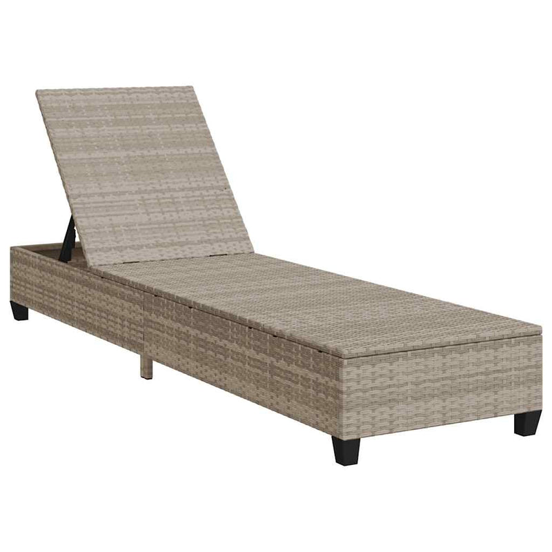 vidaXL világosszürke polyrattan napozóágy párnákkal 55x200x25,5 cm