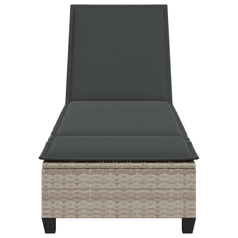 vidaXL világosszürke polyrattan napozóágy párnákkal 55x200x25,5 cm
