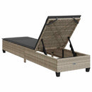 vidaXL világosszürke polyrattan napozóágy párnákkal 55x200x25,5 cm