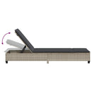 vidaXL világosszürke polyrattan napozóágy párnákkal 55x200x25,5 cm
