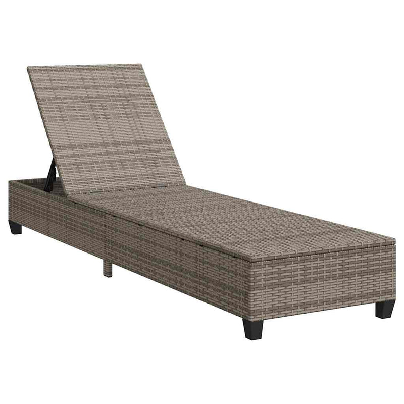 vidaXL szürke polyrattan napozóágy párnákkal 55x200x25,5 cm
