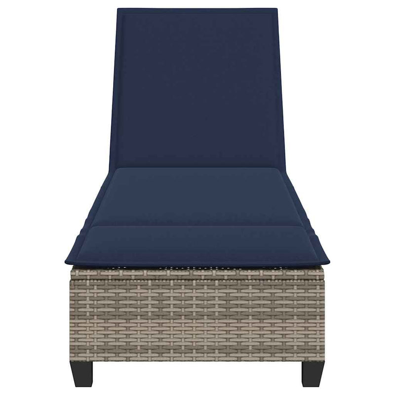 vidaXL szürke polyrattan napozóágy párnákkal 55x200x25,5 cm