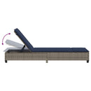 vidaXL szürke polyrattan napozóágy párnákkal 55x200x25,5 cm
