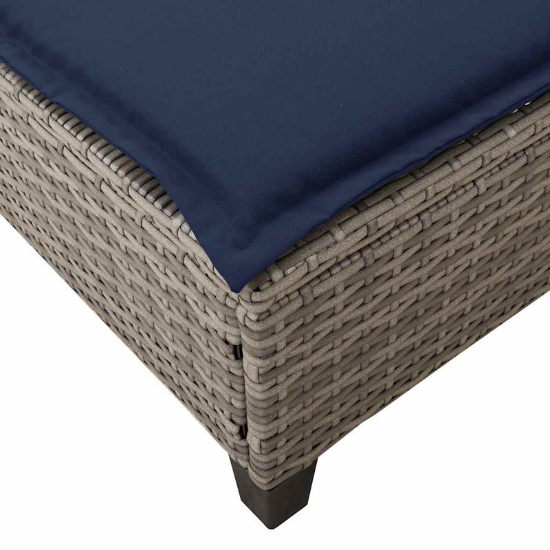 vidaXL szürke polyrattan napozóágy párnákkal 55x200x25,5 cm